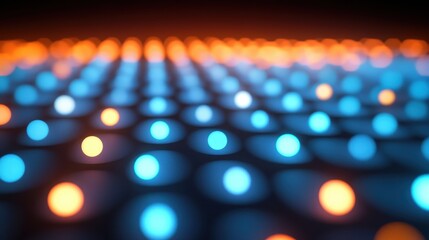 Blurred lightscape of orange and blue orbs.