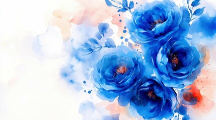 Blue Watercolor Roses: Elegant Floral Painting