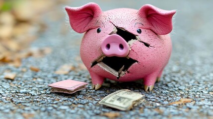 Broken Piggy Bank: A Symbol of Financial Hardship