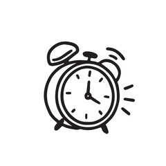 Hand Drawn Black and White Icon Set of Kids Getting Ready for School, O'clock