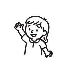 Hand Drawn Black and White Icon Set of Kids Getting Ready for School