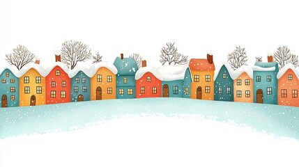 Charming Snow Covered Houses in Winter Village