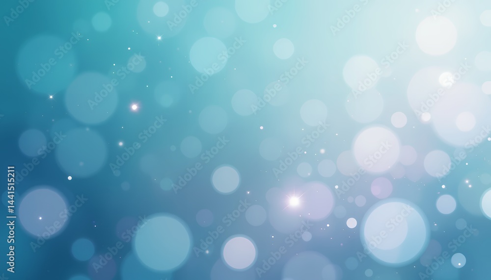 Poster enchanting turquoise gradient with bokeh lights and shimmering effect