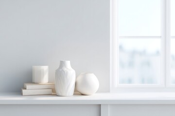 minimalist living room corner showcasing elegant decor pieces with clean lines and ample copy space