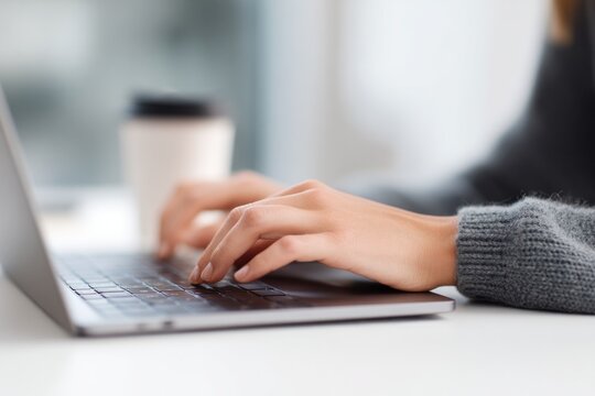 minimalist portrait of individual engaged in blogging against blurred background