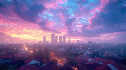 City Sunset: Vibrant Colors Paint Urban Skyline