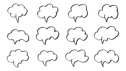 Hand Drawn Comic Speech Bubbles Set – Doodle Style Cartoon Chat Balloons