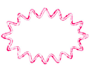 ステンドグラス風吹き出し　三角形模様　細長い丸みのあるギザギザした形