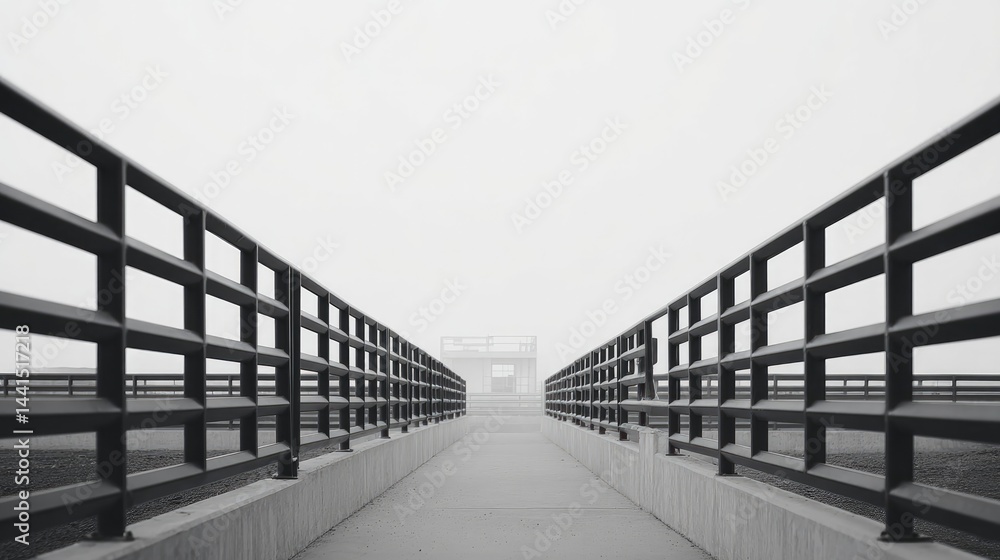 Poster minimalistic image capturing serene emptiness of rodeo arena with fenced enclosure and ample copy sp