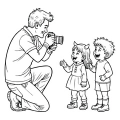 Photographer Dad Coloring Page