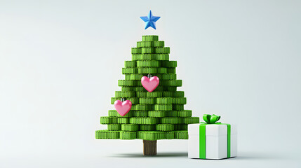 christmas, tree, holiday, decoration, xmas, gift, card, winter, celebration, christmas tree, star, illustration, green, vector, design, season, fir, december, merry, art, new year, new, celebrate, orn