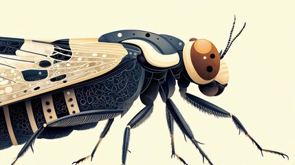 Closeup of an Intricate Insect: A Detailed Vector Illustration