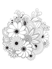 Obraz premium Vibrant Spring Flowers Coloring Pages for Adults