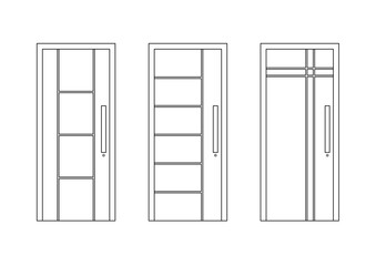 set vector illustration of a door with white background