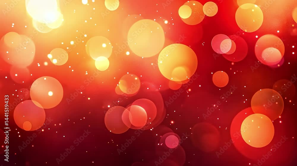 Poster red and orange bokeh sparkling background