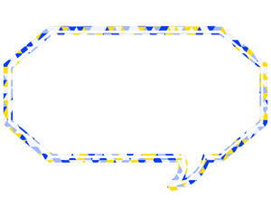 ステンドグラス風吹き出し　三角形模様　細長い八角形