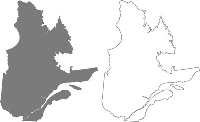 Quebec map silhouette design vector art illustration isolated on transparent background.