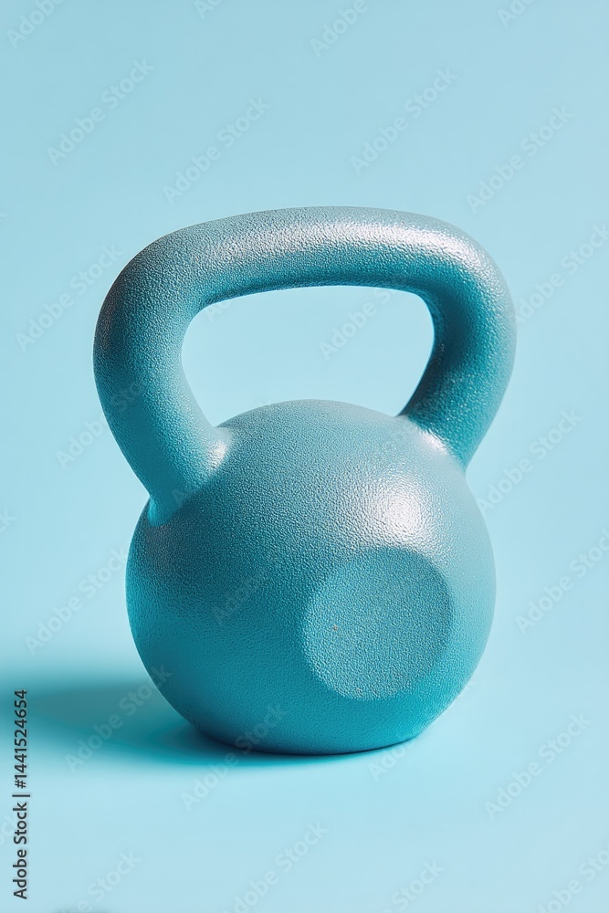 Poster single kettlebell on unobtrusive smooth solid color background minimalistic composition with ample c