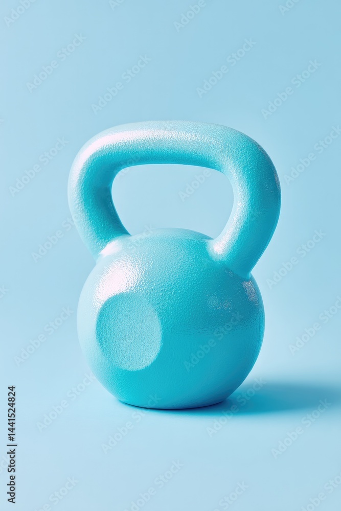 Poster single kettlebell on unobtrusive smooth solid color background minimalistic composition with ample c