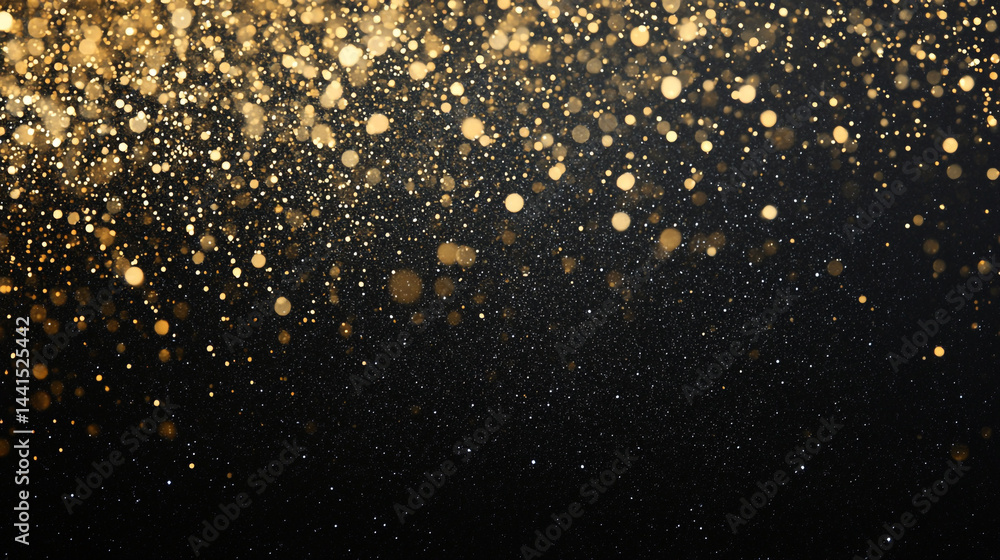 Poster glowing lights creating a beautiful abstract background, golden color bokeh lights background blurre