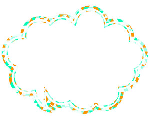 ステンドグラス風吹き出し　三角形模様　丸みのある雲形