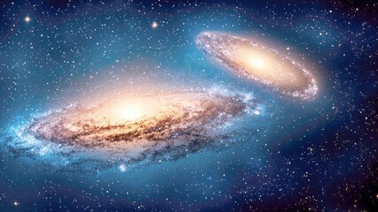Fototapeta premium Cosmic Dance: Two Galaxies in a Celestial Ballet