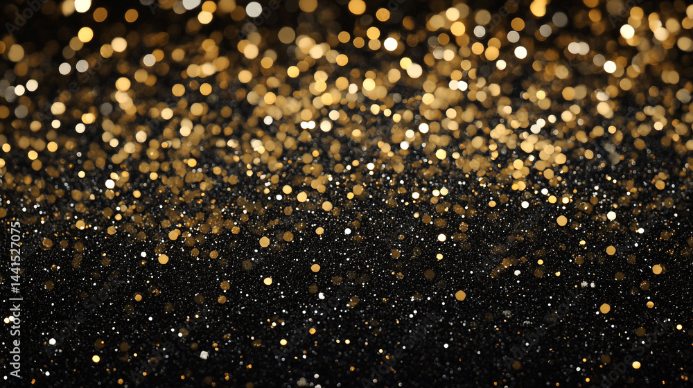 Poster glowing lights creating a beautiful abstract background, golden color bokeh lights background blurre