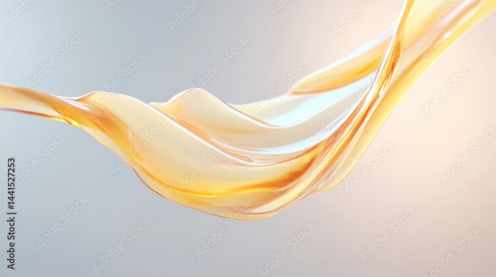 Poster smooth flowing liquid form in vibrant 3d its surface gleaming under soft studio lights suspended in 
