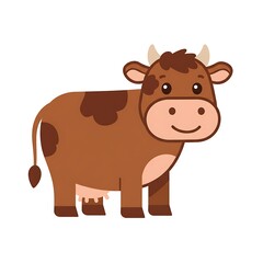 Cartoon Cow Standing Brown with Spots Farm Animal Icon