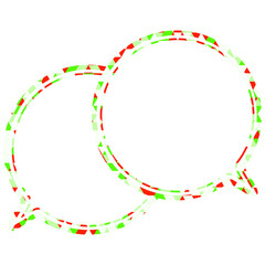 ステンドグラス風吹き出し　三角形模様　重なる会話