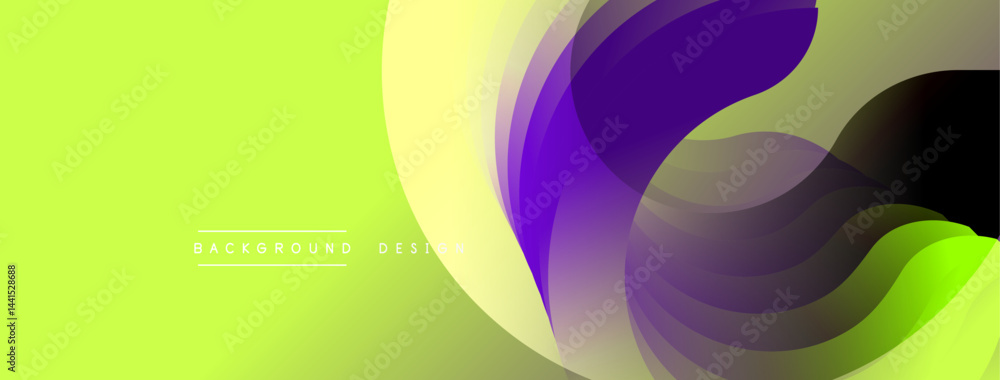 Aufkleber Abstract fluid shapes, vibrant colors blend. Gradient background creates dynamic visual effect. Modern design element for digital projects.