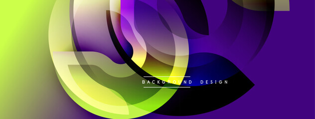 Abstract fluid shapes, vibrant gradients. Overlapping layers create dynamic visual effect. Modern design elements present.