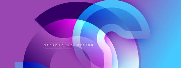 Abstract flowing shapes, vibrant purple, blue hues. Modern design, gradient layers create dynamic visual effect. Smooth transitions, elegant composition.