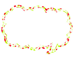 ステンドグラス風吹き出し　三角形模様　細長い雲形