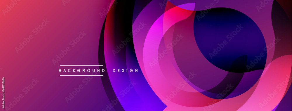 Leinwandbilder Abstract gradient layers create dynamic composition. Overlapping circles form modern visual effect. Vibrant purple hues dominate design.