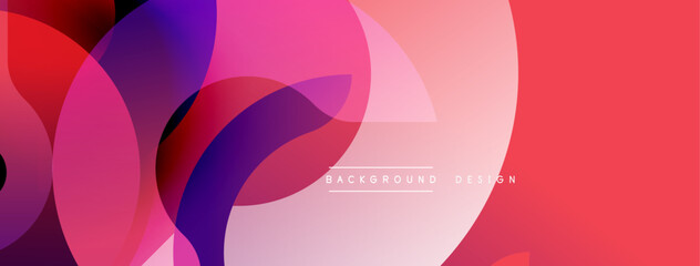 Abstract colorful overlapping circles create dynamic gradient background. Modern design, vibrant hues, smooth transitions.