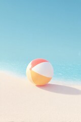 Obraz premium tranquil sandy beach scene with colorful beach ball casting shadow on sand