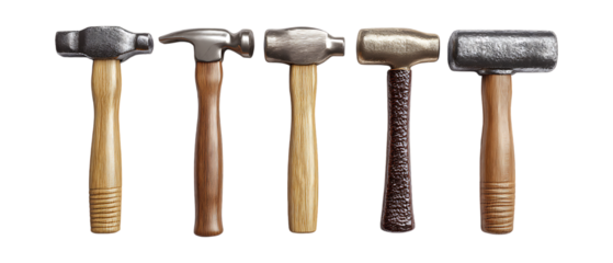 Pack of Hammers Against Transparent Background for Construction Branding, Tool Advertising, or Hardware Design Projects