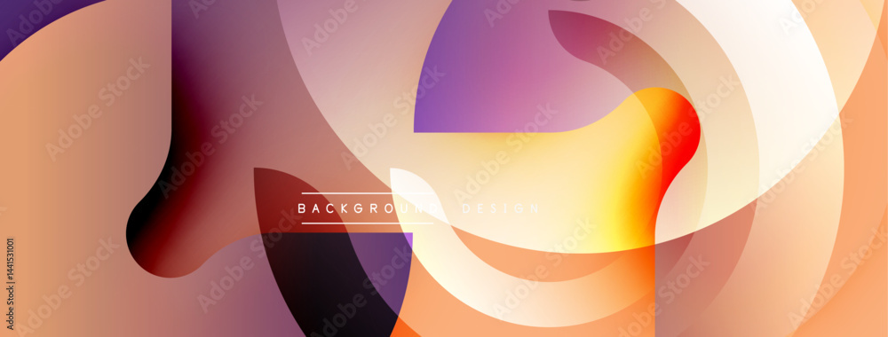 Poster abstract geometric shapes, vibrant gradients, modern design. soft color transitions create dynamic v
