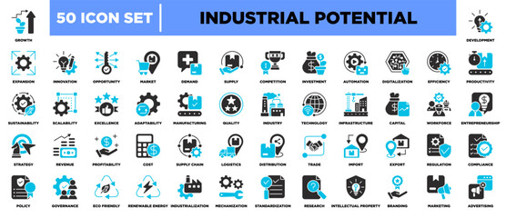 Industrial Potential Iconset Glyph Blue Grey