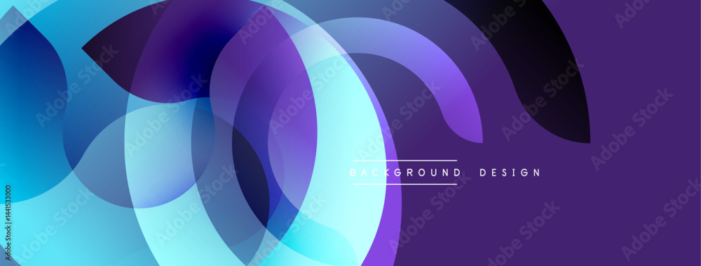Poster abstract fluid shapes overlap, creating vibrant blue, purple gradients. modern design element for ba