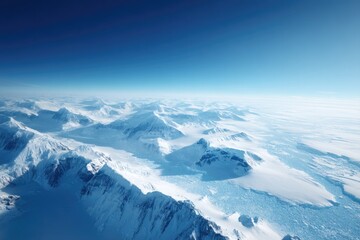 aerial drone shot captures vast icy landscapes typical of arctic or antarctic regions