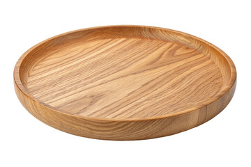 Brown round wooden cutting board isolated kitchen object