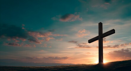 salvation concept:The Cross symbol of christian and Jesus Christ