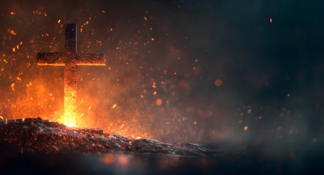 salvation concept:The Cross symbol of christian and Jesus Christ