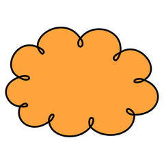 Empty orange speech bubble. Cartoon clouds text box. Comic chat message balloon pack for poster, label, tag, banner, badge, sticker. Pop art doodle frame or border bundle. Vector illustration