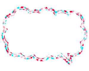 ステンドグラス風吹き出し　三角形模様　細長い雲形