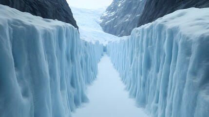 Stunning Glacial Ice Canyon Path A Breathtaking Winter Landscape Scene