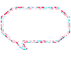 ステンドグラス風吹き出し　三角形模様　細長い八角形