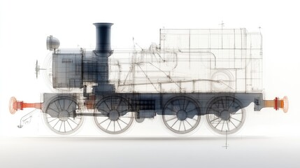 X-ray view of a vintage train engine